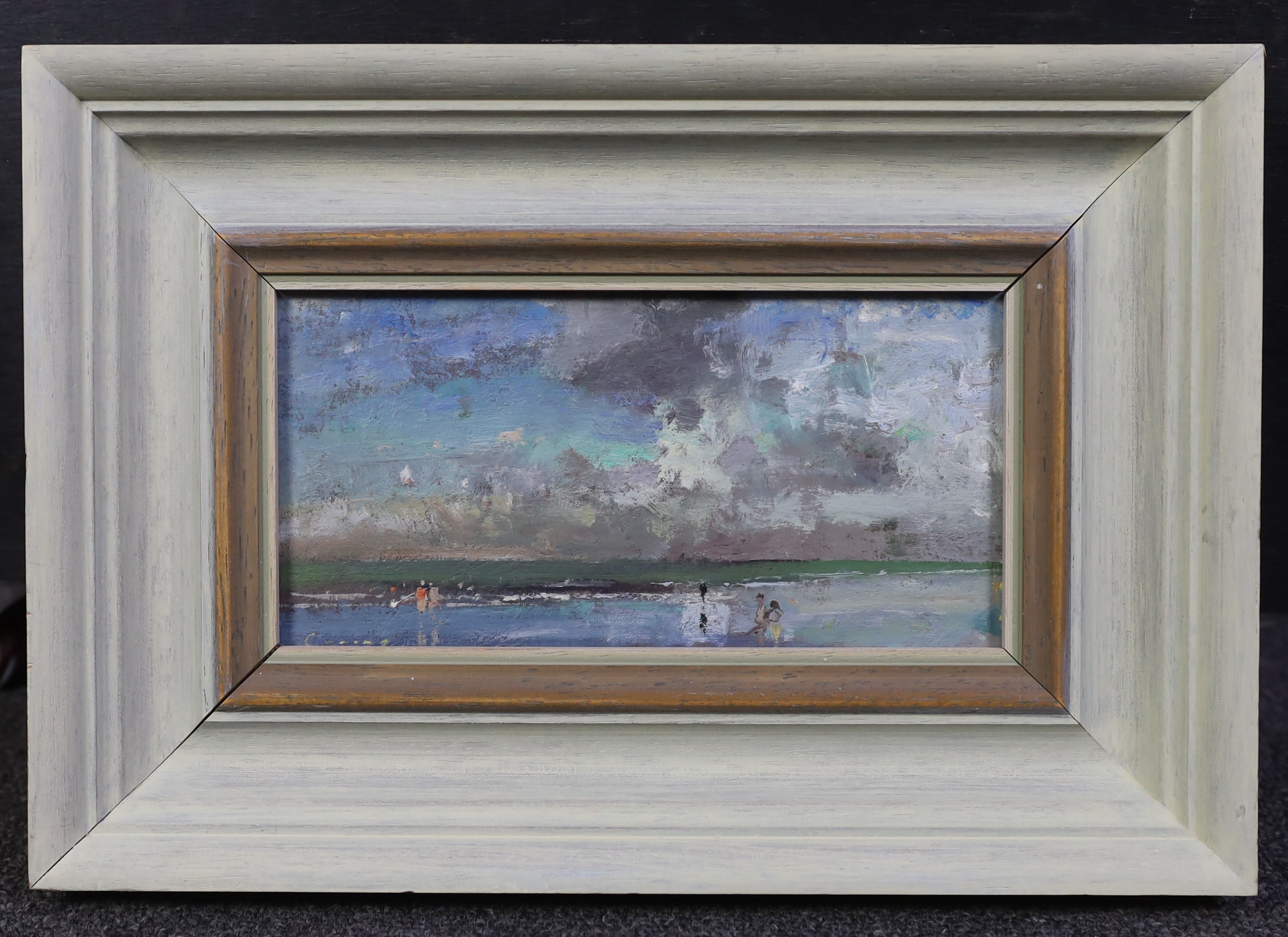 Fred Cuming RA NEAC Hon RBA Hon ROI (English 1930-2022), ‘In The Shallows, 1994’, oil on board, 10 x 21cm